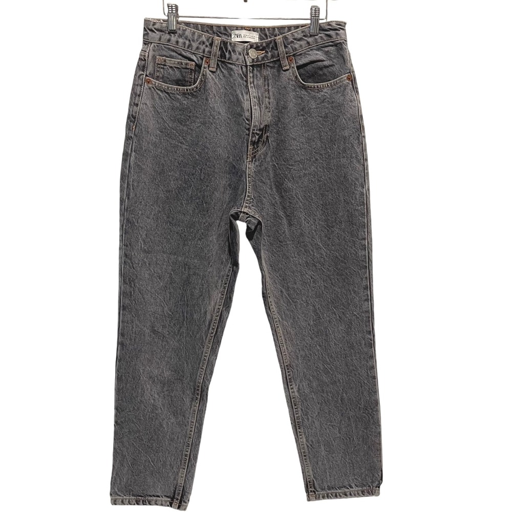 Zara Mom Jeans Womens Size 8 Gray High Rise Denim Casual Comfort